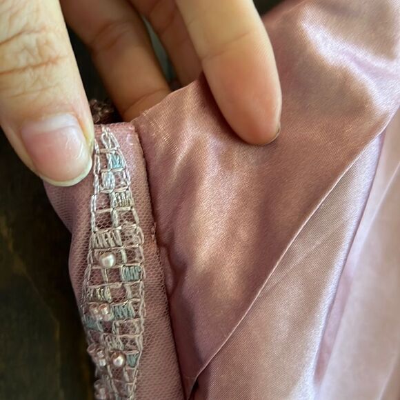 Satin One Shoulder Maxi embellished sequin gown weeding formal Dress large - Picture 11 of 14